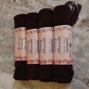 4 Vintage Bernat Dainty Fleurette Master Dyed Wool Skeins in Dark Brown